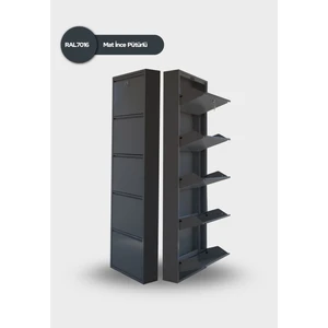 Mobilya Pratik Kilitli 5'li Metal Ayakkabılık - Antrasit