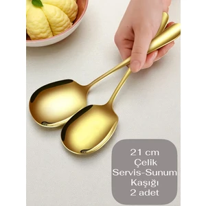 Çelik 21 cm 2 Adet Servis Kaşığı / Sunum Kaşığı