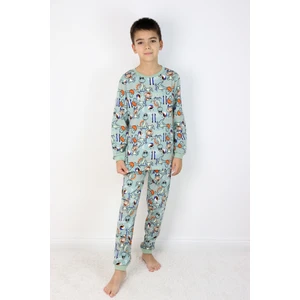 Harika Kids Erkek Çocuk Baskılı Interlok Kumaş Uzun Kollu Pijama Takımı