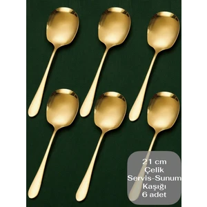 Çelik 21 cm 6 Adet  Servis Kaşığı / Sunum Kaşığı