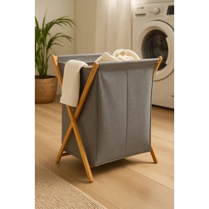 Perla Ev Bambu Ayaklı Katlanabilir Kumaş Sepet – Çok Amaçlı Çamaşır ve Oyuncak Düzenleme Sepeti