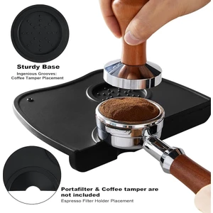 Espresso Barista Tamper Temper Tamping Mat Düz Taban Siyah Silikon