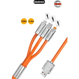 L24E 120W Süper Hızlı Şarj Kablosu | Sağlam Metal Uçlu 3’lü Çoklu Şarj Kablo Lightning + Type-C + Micro USB Destekli