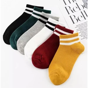 Unisex 6 Çift Koton Çizgili Patik Çorap Extra Rahat