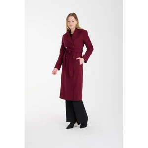 Bordo Kol Düğme Detaylı Regular Astarlı Kaban