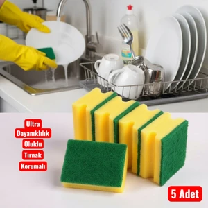 Ekonomik Oluklu ve Tırnak Korumalı Bulaşık Süngeri 5 Adet