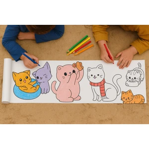 Haydi Dekor Sevimli Kedileri Boyuyorum Eğleniyorum Dev Boyama Rulosu 5mt