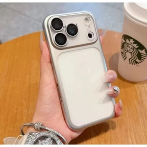 M.TK Moveteck iPhone 17 Pro Max Kılıf Tam Kamera Korumalı Metalik Parlak Renkli Kenarlı Yumuşak Lensli Silikon Arkası Şeffaf Kapak