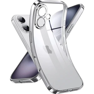 M.TK Moveteck iPhone 17 Kılıf Tam Kamera Lens Koruyucu Metalik Parlak Renkli Kenarlı Yumuşak Silikon Lensli Kapak Arkası Şeffaf Kapak