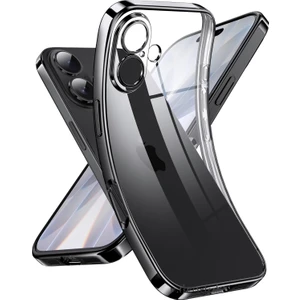 M.TK Moveteck iPhone 17 Kılıf Tam Kamera Lens Koruyucu Metalik Parlak Renkli Kenarlı Yumuşak Silikon Lensli Kapak Arkası Şeffaf Kapak