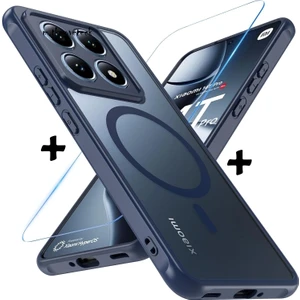 M.TK Moveteck Xiaomi Mi 14T Pro Kılıf Mat Magsafe Şarj Özellikli Hassas Butonlu Yumuşak Renkli Kenarlı + Ekran Koruyucu Cam 2in1 Set