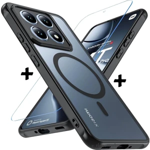 M.TK Moveteck Xiaomi Mi 14T Pro Kılıf Mat Magsafe Şarj Özellikli Hassas Butonlu Yumuşak Renkli Kenarlı + Ekran Koruyucu Cam 2in1 Set