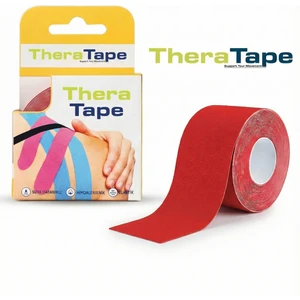Thera Tape Kinesio Sporcu Ağrı Bandı Kinezyo Bant 5 Metre x 5 cm Kırmızı Renk