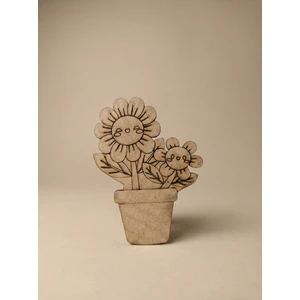 10'lu Set Ahşap Boyama Objesi Gülen Çiçekler Saksı - Çocuk Okul Öncesi ve Sınıf Içi Etkinlik Materyali