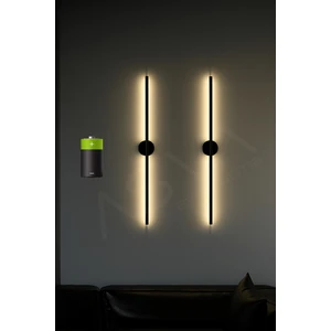 Asva Aydınlatma 2 Li 70 cm Ortadan Taslı Pilli Aplik Günışığı LED Gold Kasa Pil Dahil, Dekoratif Duvar Lambası