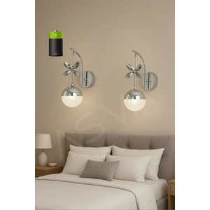 Asva Aydınlatma 2 Adet Kelebekli Tasarımlı Pilli Günışığı LED Duvar Apliği – Modern Dekoratif Krom Duvar Lambası