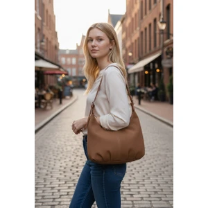 Yigitemirbags Roma Light Brown Süet kadın Omuz Çantası
