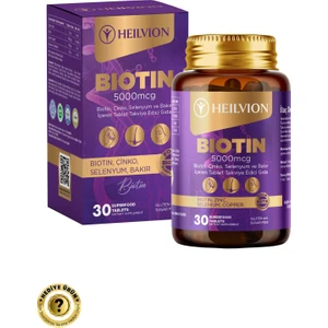 Biotin 5.000 Mcg - Biotin, Çinko, Selenyum, Bakır Içeren Saç ve Tırnak Vitamini ( 30 Tablet )