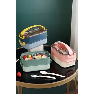 Nusrat Bilişim Vagonlife İçi Çelik 2 Katlı Saklama Kabı 1500 ml Pembe