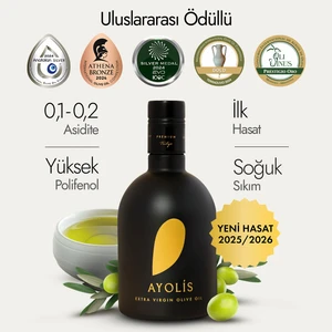 Premium Gurme Zeytinyağı 500 Ml Trilye Ödüllü Yüksek Polifenollü Erken Hasat Soğuk Sıkım Natürel Sızma