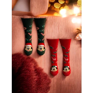 Al Bi 90Lık 2'li Set Mickey Mouse ve Mini Mouse Pamuklu Çorap