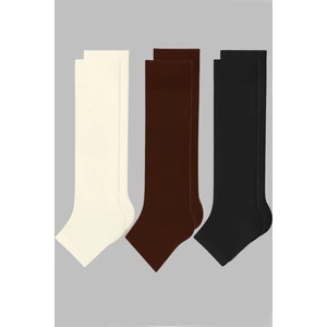 3 Çift Burunsuz Basic Pamuk İçerikli Yoga Tozluk