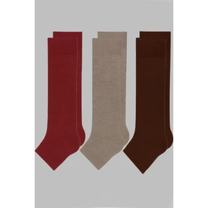 3 Çift Burunsuz Basic Pamuk İçerikli Yoga Tozluk