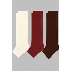 3 Çift Burunsuz Basic Pamuk İçerikli Yoga Tozluk