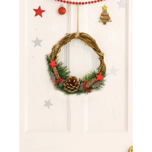 Yılbaşı Kapı Süsü Natürel Çalı Yılbaşı Dekoru 20 cm