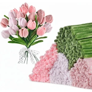 100 Adet 4'lü Şönil Set Pembe (25) Gül Kurusu (25) ,soft Pembe (25) Ordu Yeşili (25) Çiçek Tüylü Tel