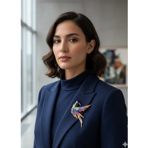 Çelik Anka Kuşu Deniz Yıldızı Kedi Li Tasarım Kadın Broş