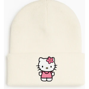 Middles&niddles Collection Kışlık Yün Çocuk Yetişkin Bere – Krem (Unisex) Hello Kity