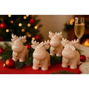 Yılbaşı Özel Geyik Dekoratif Mum (Simli – El Yapımı)