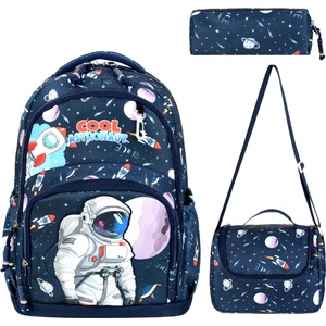 Erkek Çocuk Ultra Lüks Ortopedik Su Geçirmez Kumaş İlkokul Sırt Çantası Termal Beslenme+Kalemlik