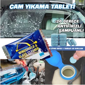 Oto Cam Suyu Tableti Antifirizli Şampuanlı 1 Tablet 4lt Su 10LU Paket 20°