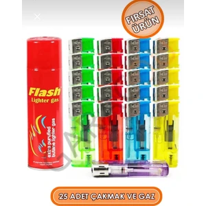 25 Adet Şeffaf Manyetolu Çakmak, 1 Paket 25 Adet Doldurulabilir Toptan Çakmak - 1 Adet Gaz Hediye