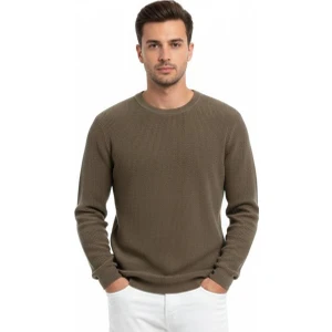 Bej Bisiklet Yaka Triko Kazak