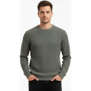 Haki Bisiklet Yaka Triko Kazak