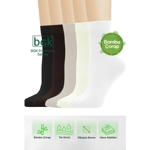 5 Çift Bambu Kadın Soket Çorap (Dikişsiz) Premium