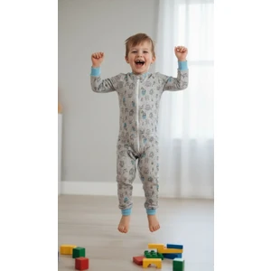 Özlem Bebe 7-16 Yaş Mavi Kaktüs Desenli Ara Dolgu Uyku Tulumu