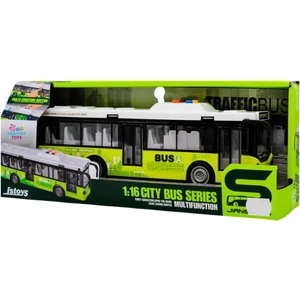 Brother Toys Şehir Otobüsü Yeşil Ön ve Orta Kapısı Açılabilen Sesli Işıklı Oyuncak Otobüs 28 Cm.