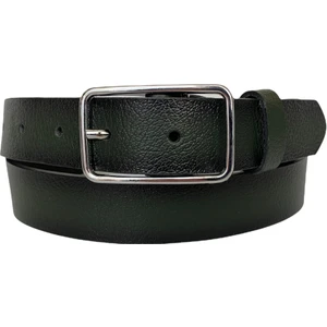 Deri Gümüş Dikdörtgen Tokalı Yeşil Kadın Kemeri, 3cm