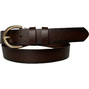 Deri Gold Tokalı Koyu Kahverengi Kadın Kemeri, 3cm