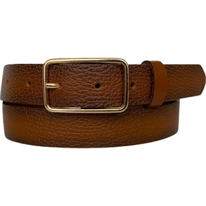 Deri Gold Dikdörtgen Tokalı Taba Baskılı Kadın Kemeri, 3cm