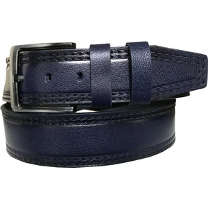Çift Dikiş Baskılı Lacivert Kot Spor Deri Kemer 4,5 cm
