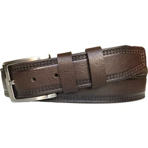 Goderi Deri Desenli Kahverengi Kemer 4 cm