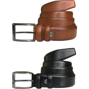 Deri 2'li Set Klasik Kumaş Pantolon Kemeri; Siyah, Taba 3,5 cm