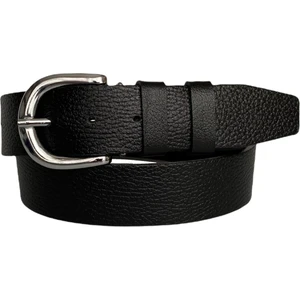 Deri, Gümüş Tokalı Siyah Kadın Kot Kemeri 4 cm