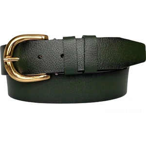 Deri, Gold Tokalı Yeşil Kadın Kot Kemeri 4 cm