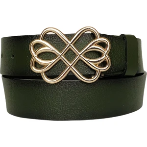 Deri, Gold Tokalı Yeşil Kadın Kot Kemeri 4 cm